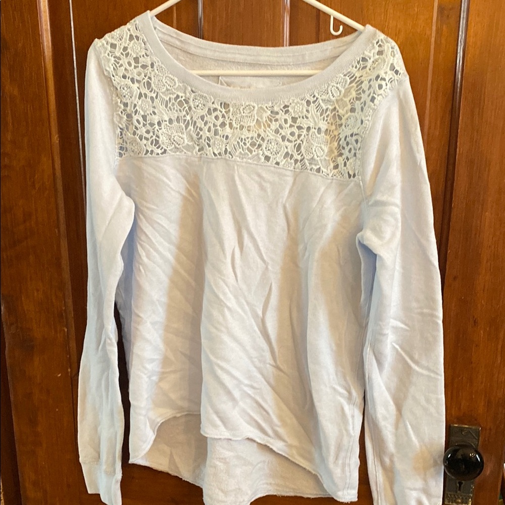 Women's Lace Detail Top - Light Blue